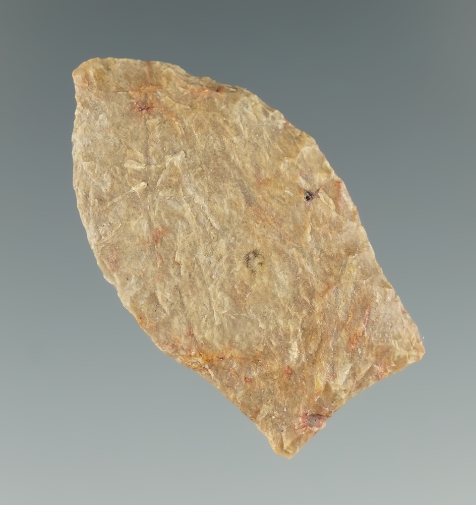 1 7/16" beautifully flaked and well patinated Paleo Midland found in Brookings Co., South Dakota.