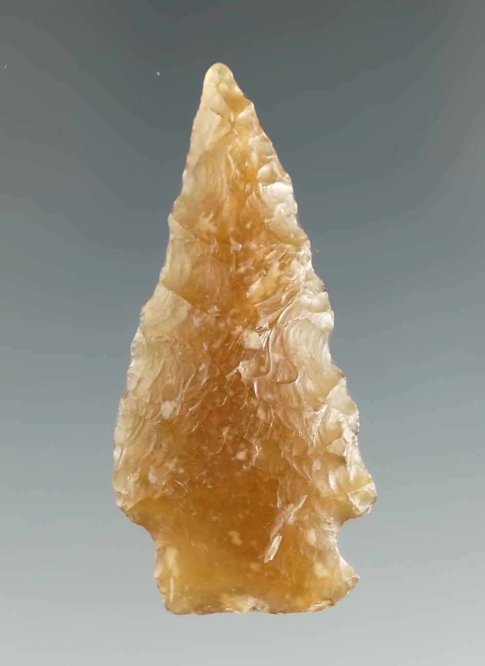 1 3/4" Besant that is nicely made from a flake of Knife River Flint found in Eastern South Dakota.