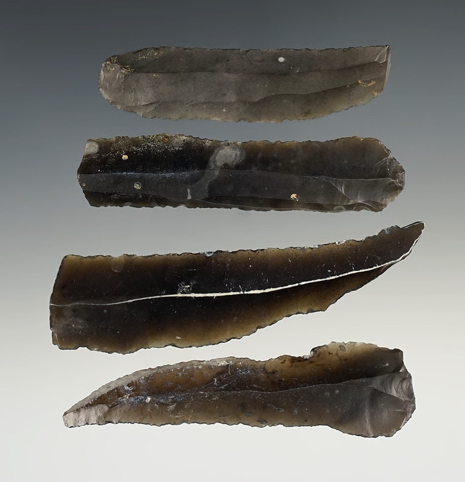 Set of 4 well made Uniface Flake Knives found in Northern Germany/Southern Denmark Border.