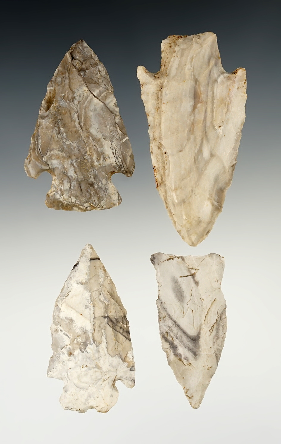 Set of 4 Missouri points made from Mozarkite. The largest is 3".