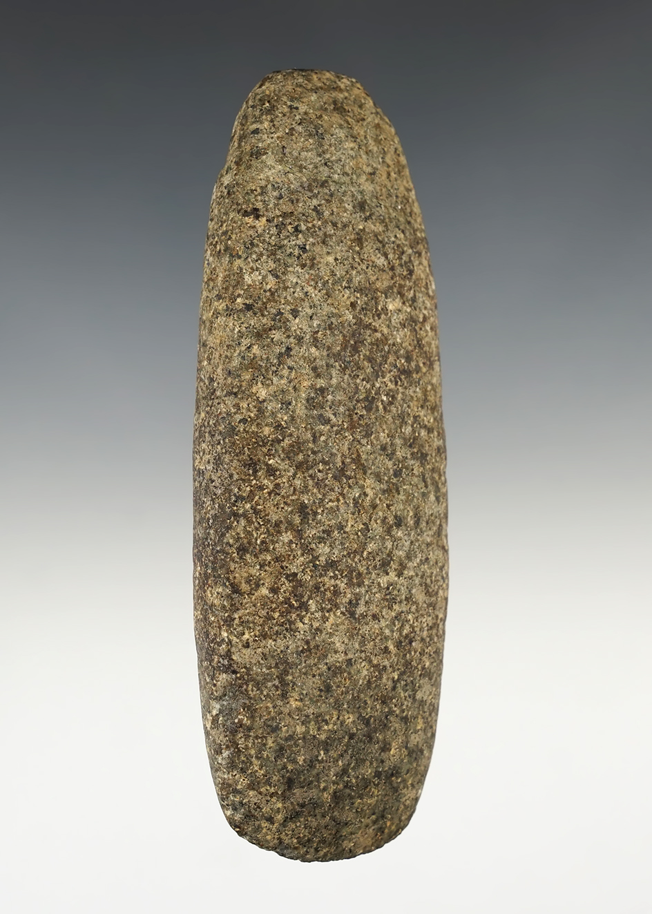 5 1/8" Hopewell Granite Celt with flat sides. Found in Richland Co., Ohio. Ex. Jack Hooks.