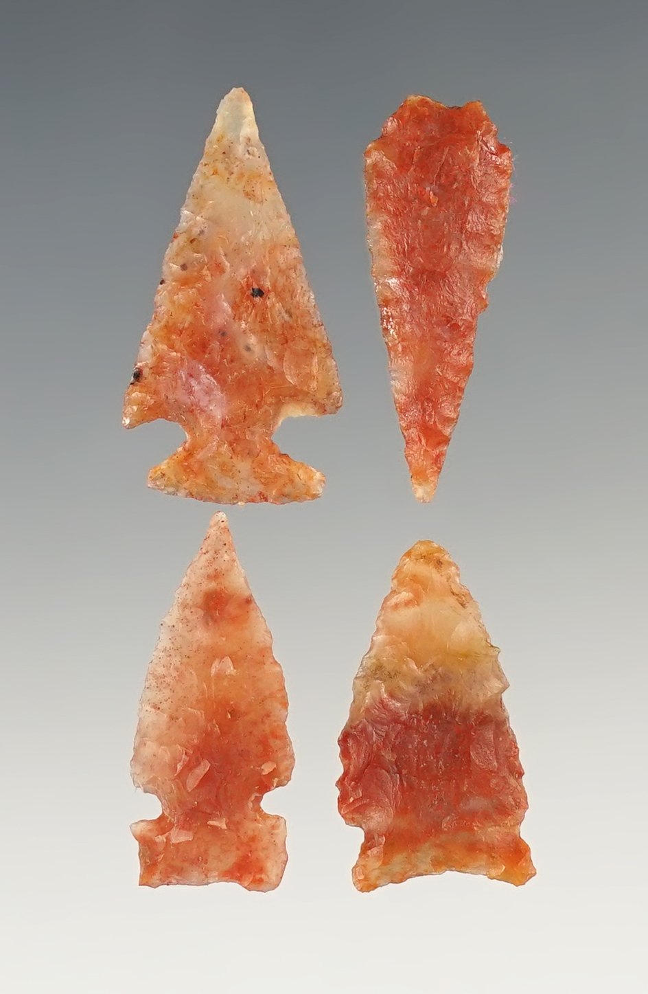 Nice set of 4 New Mexico Arrowheads made from beautiful material, largest is 1 3/16".