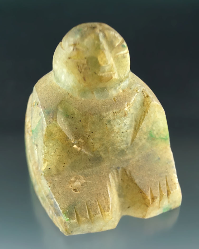 2" Burmese seated human figure made from nephrite Jade.