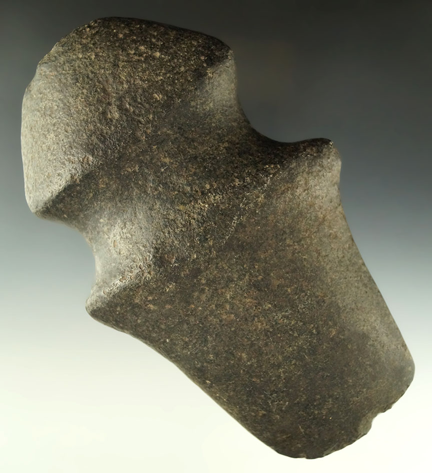 Rare! 6 5/8" full grooved Michigan Barbed Axe with some ancient damage to the bit area. OH/MI.