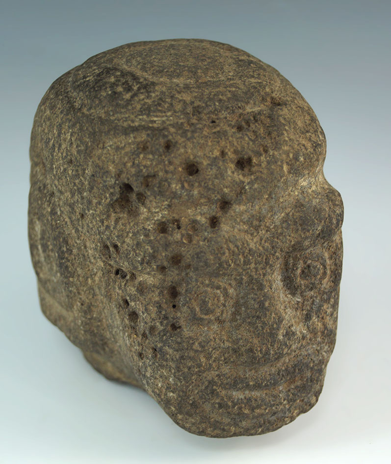 Nicely carved 4" tall stone head from India.