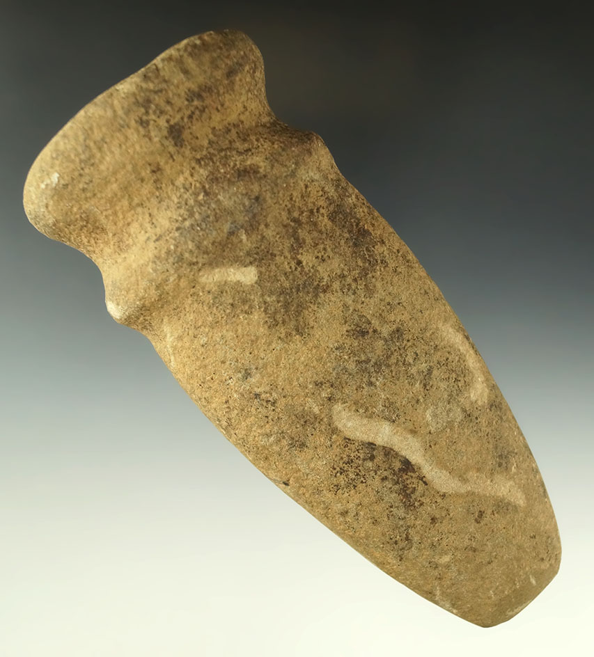 5 1/2" uniquely styled short Poll full grooved Axe with a raised Ridge found in Ohio.