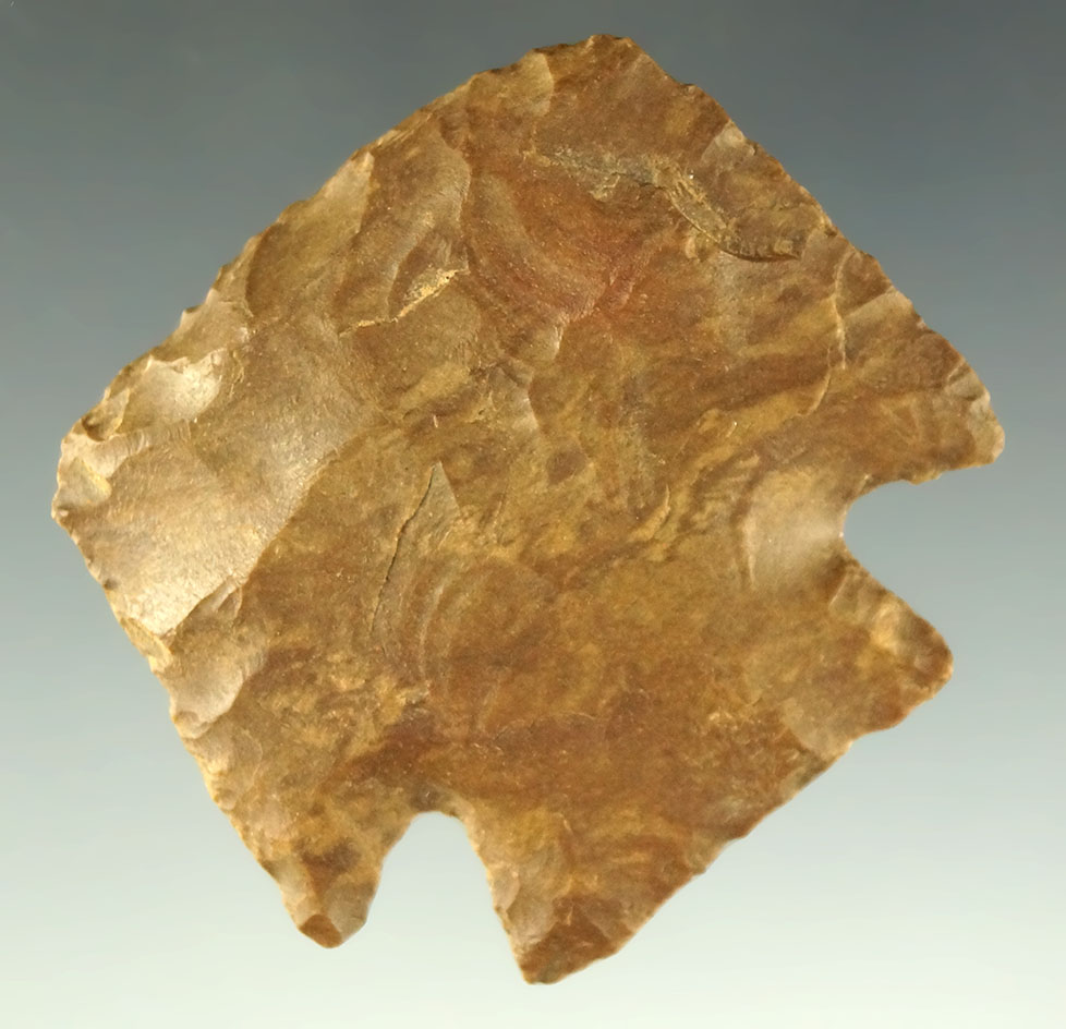 Excellent style on this 1 5/8" wide Hafted Scraper that is very well flaked found in Ohio.