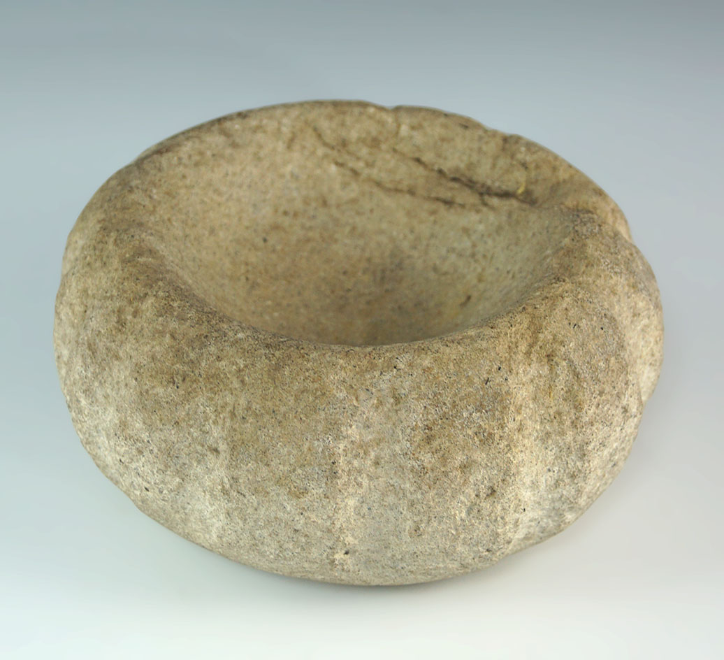 5" diameter decorated stone medicine bowl found in Shasta County, CA.
