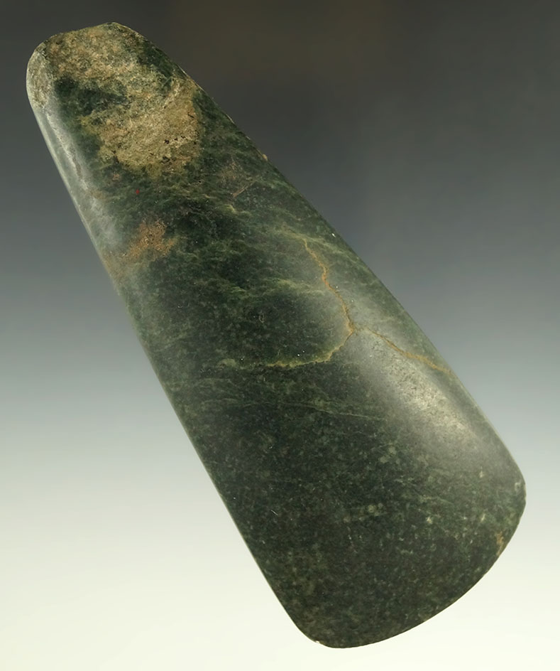 5 3/8" very attractive green hardstone celt found in Costa Rica.