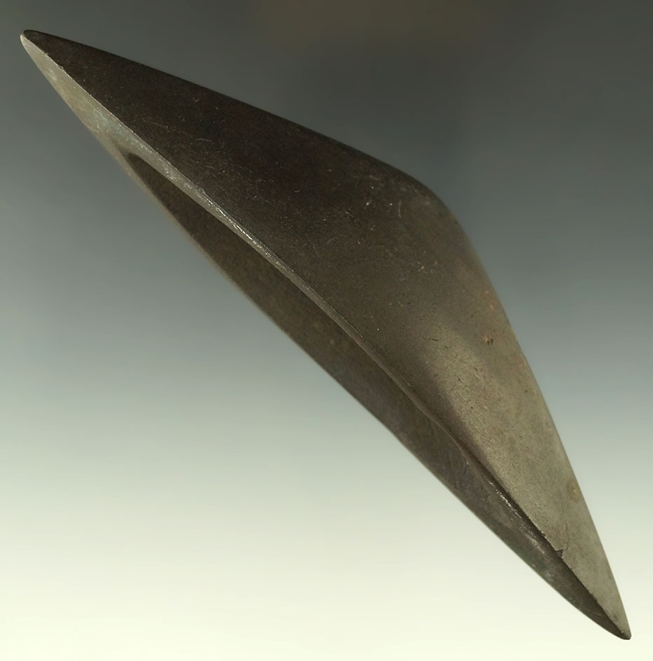 Exceptionally well made! 5 7/8" drilled and deeply scooped Ridged  Boatstone found on a shelf…