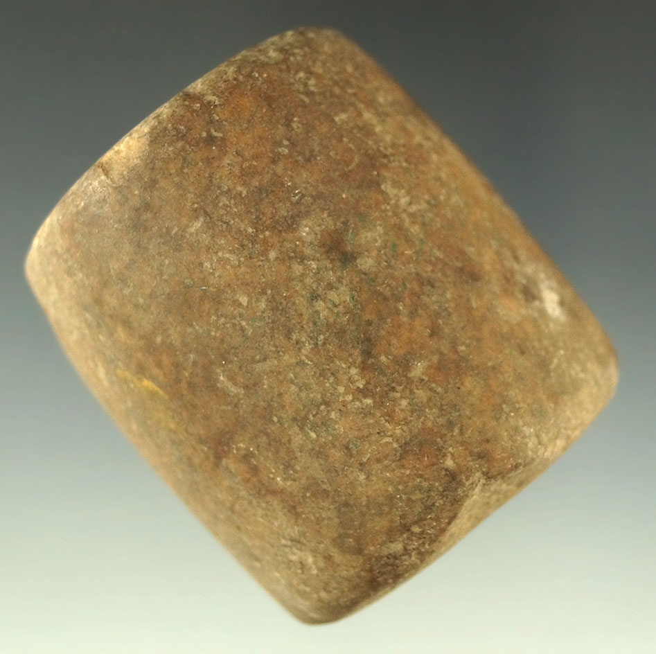 2 1/16" long "D" style Bannerstone with drilling started at both ends found on a shelf …