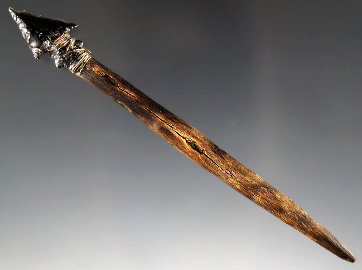 Rarest of the rare! 4" composite arrow dart section. Found in eastern Tehama County, CA.  COA.