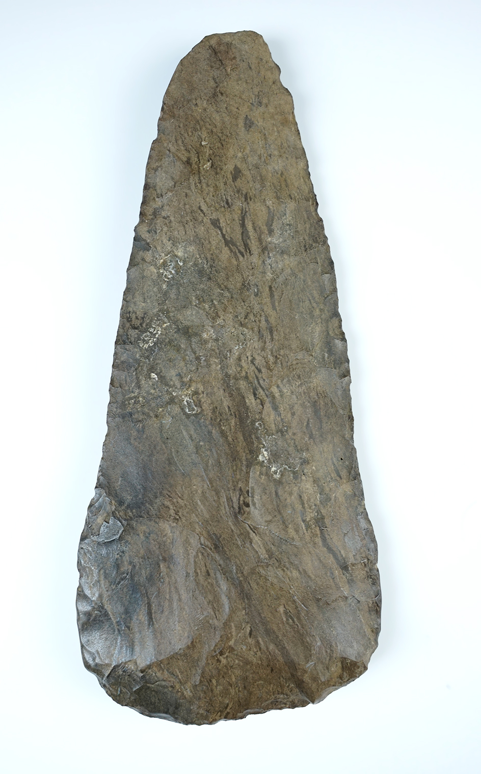10 3/8" long Dover Flint Spade with excellent use polish at bit. Found in Stewart Co., Tennessee. 