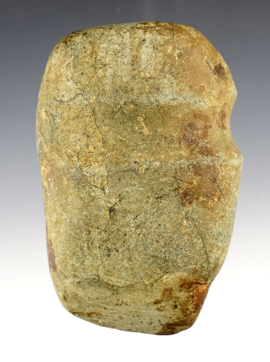 3 15/16" long 3/4 Groove Axe made from very dense Greenstone. Found in Davis Co., Kentucky. 