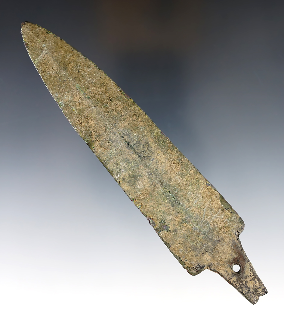5 7/8" Old World Bronze Spearhead. Circa 1200 B.C.
