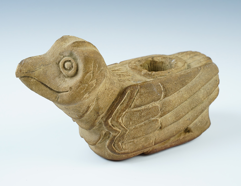 Sale Highlight! 7 1/4" long by 4 1/4" tall Eaglet Effigy Stone Pipe, Mississippi. Pictured! 