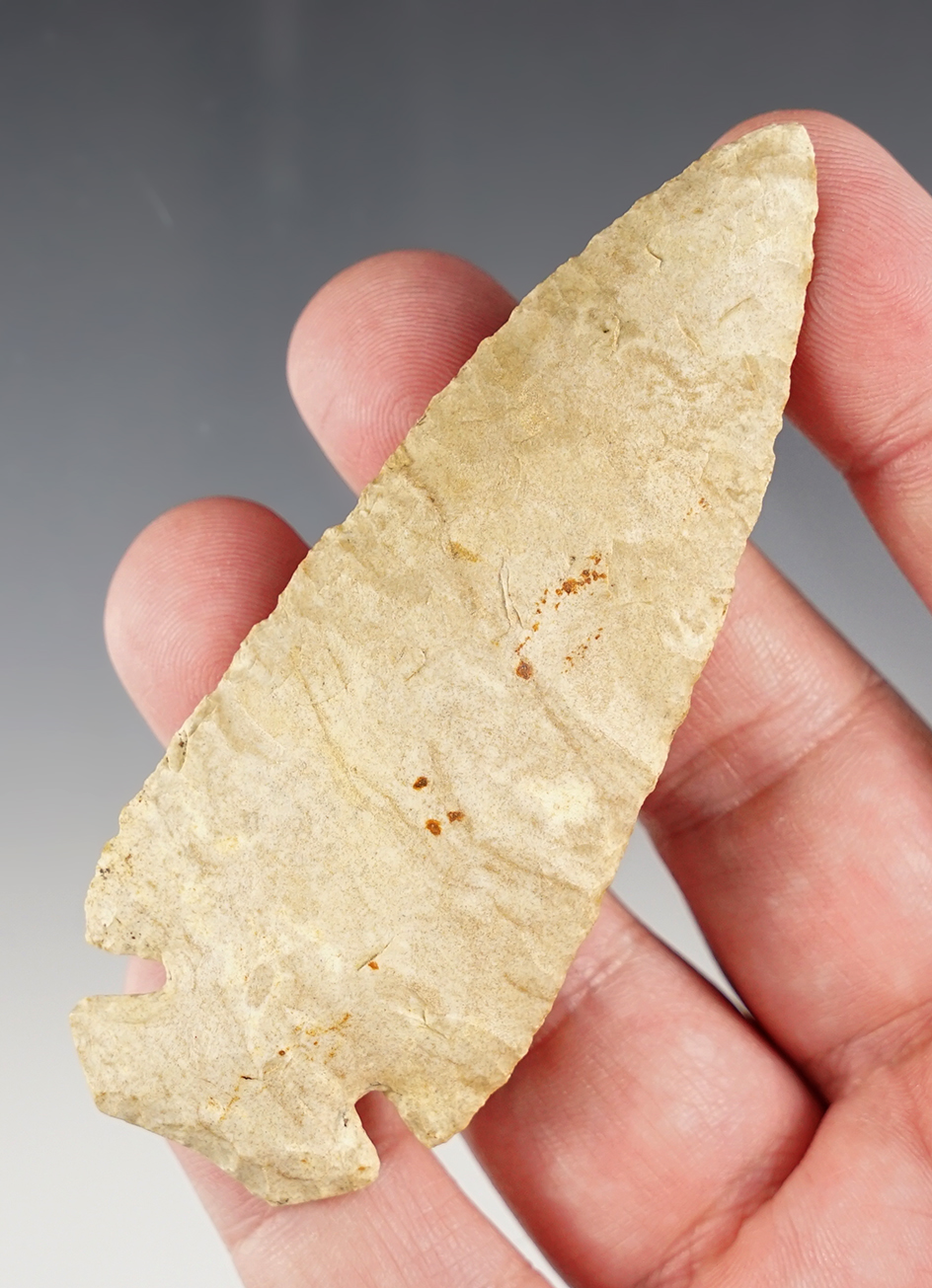 3 1/2" Archaic Dovetail with nice form. Found in Illinois.