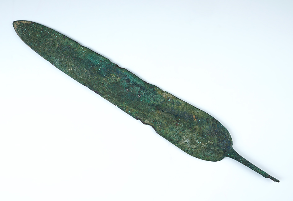 Heavily patinated 14 1/4" Bronze Short Sword recovered in ancient Luristan (Northern Iran). 