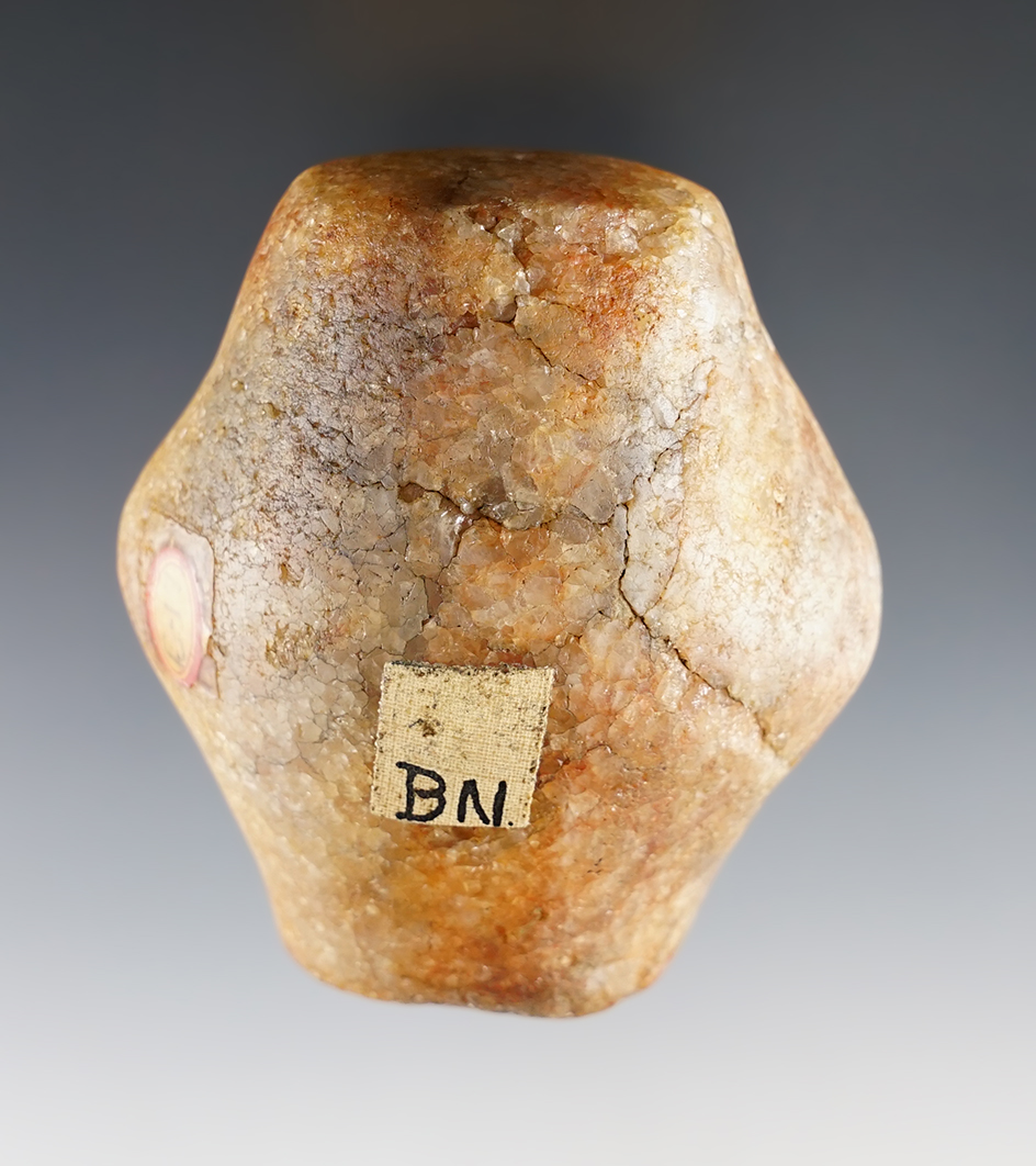2 7/8" x 2 11/16" Quartz Bottle Bannerstone Preform found in Jackson Co., Illinois. Dickey COA.  