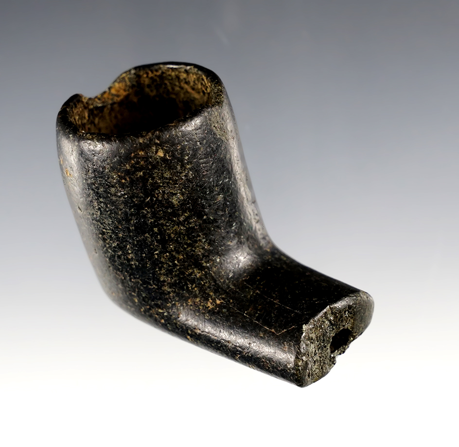 2" long by 1 1/16" tall Steatite Pipe found in Hamilton Co., Ohio. Interior bowl is nicely gouged. 