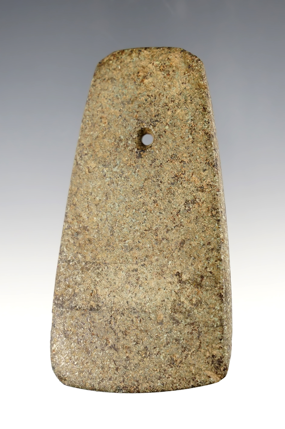 Nice material on this 3 3/8" Pendant found in Fulton Co., Illinois. Ex. James Osmon collection. 