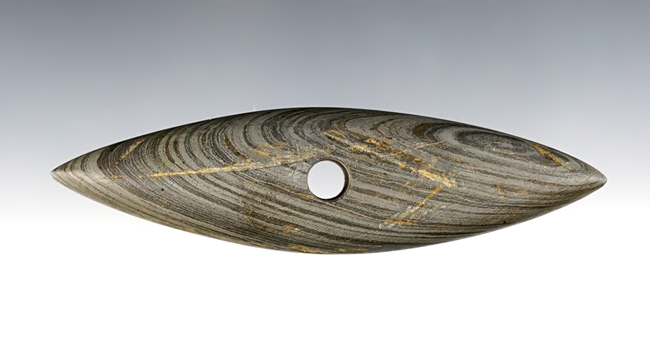 4 1/2" Ohio Pick Bannerstone made from Banded Slate. Includes a Berner COA.