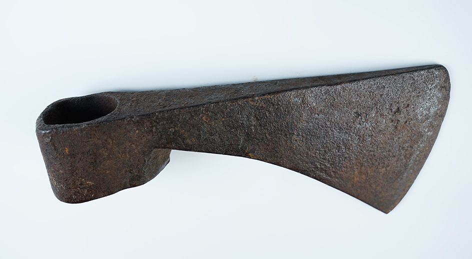 Large 8 1/4" Circa 1600's Iron Trade Axe with touch mark, in excellent condition. 