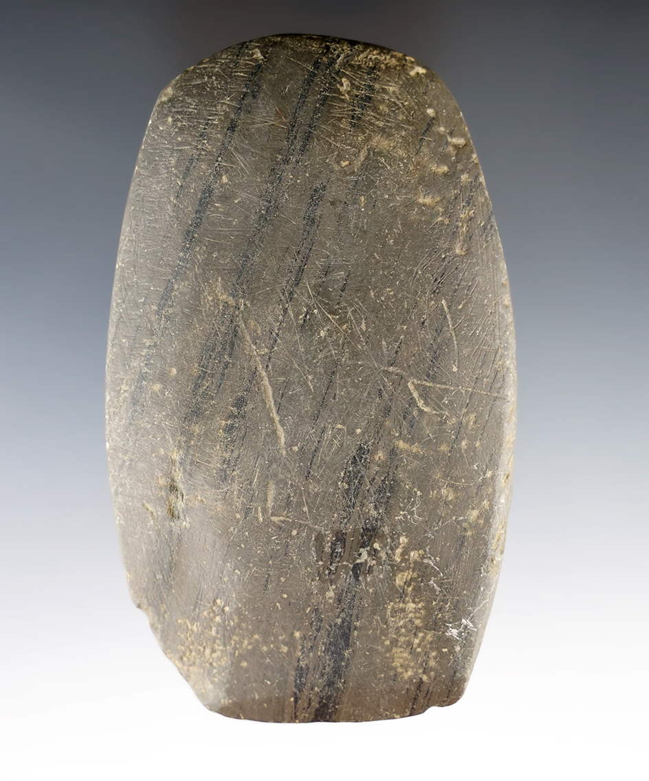 4" Celt made from Banded Glacial Slate, found in Seneca Co., New York.