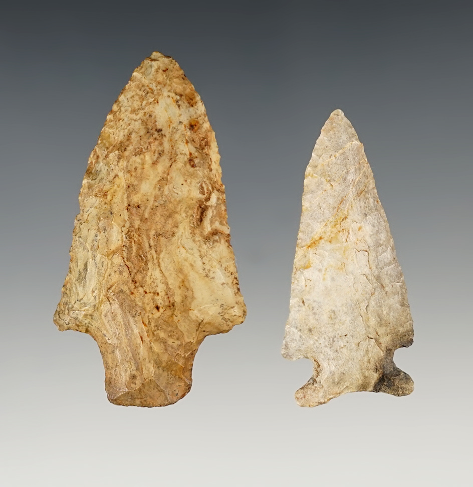 Pair of Missouri Points, largest is 2 9/16". Sold by Chalmer Lynch to J.W. McManus in 1947.