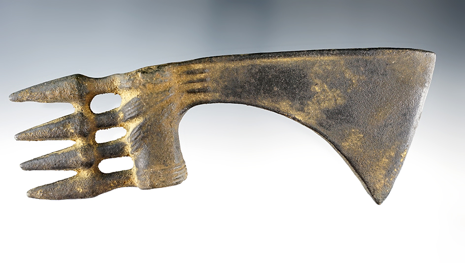 7 1/2" Long beautifully styled Bronze Axe Head. Most likely from the Middle East area.