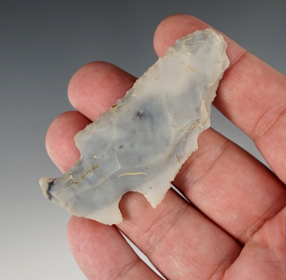 Classic Style! 2 3/4" Flint Ridge Flint Hafted Shaft Scraper found in Ohio.