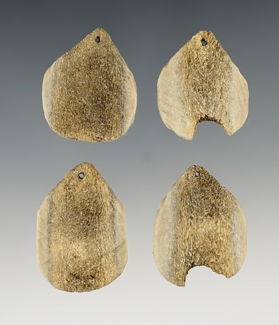 Set of 4 Bone Pendants found in New Mexico. Largest is 1 3/8".