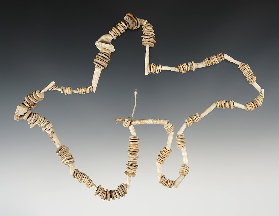 Nice, 24" Strand of Yakama Shell Beads found close to the Columbia River, Washington.