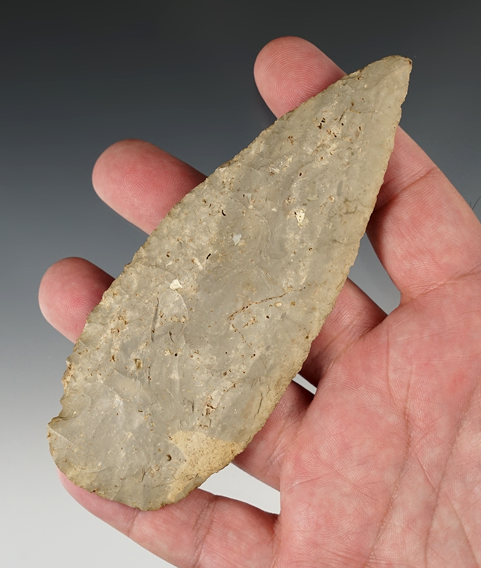 5" Cobbs Knife made from Fossil Chert, found in Missouri. Comes with a Jackson COA. Ex. Leesman.