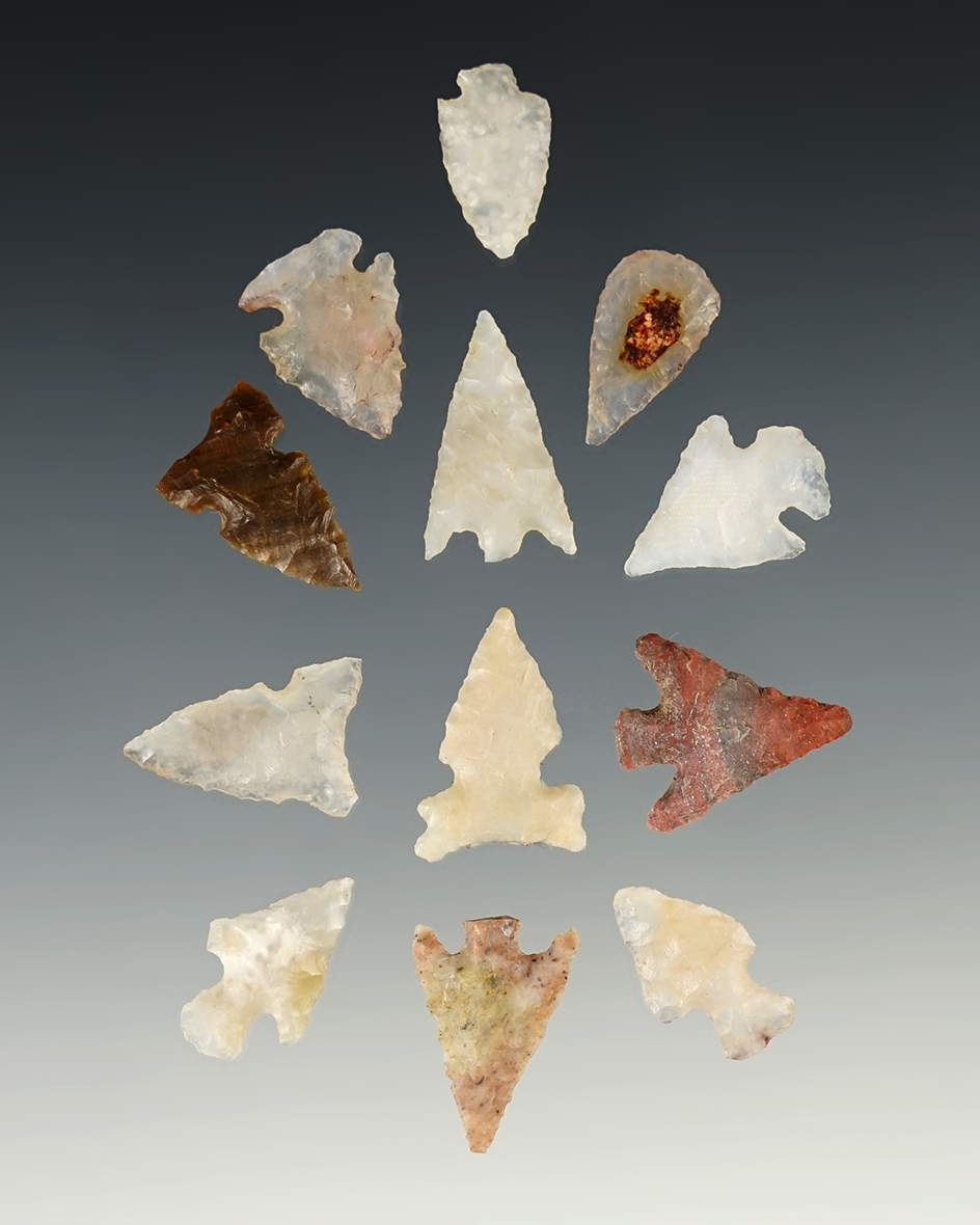 Group of 12 Assorted New Mexico Arrowheads, largest is 13/16".