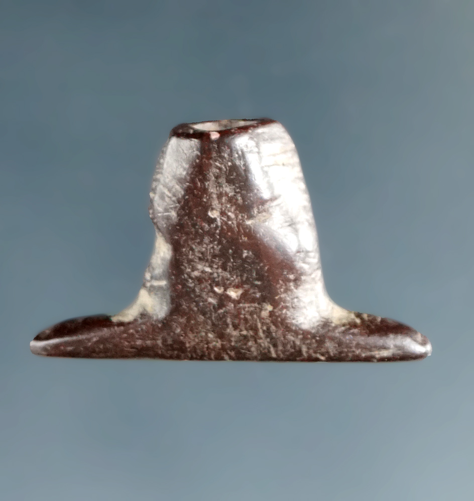 Rare style 15/16" Drilled Stone Lebret facial ornament found in Alaska.