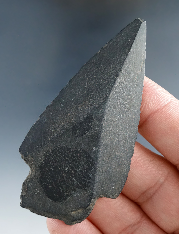 2 13/16" slate Spear Point found in Alaska. Comes with a Bennett COA.