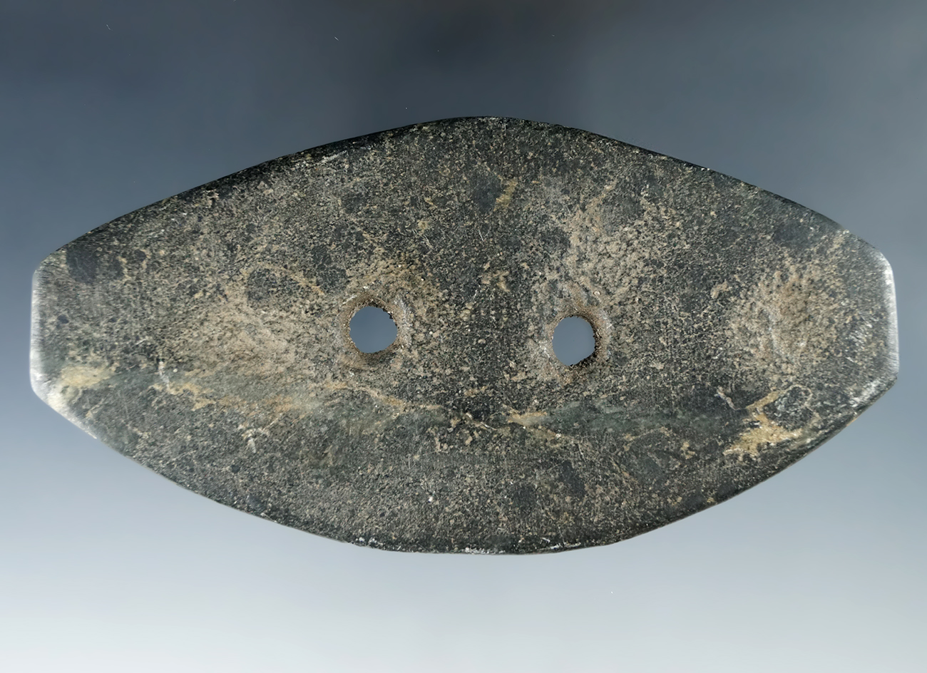 5" Expanded Center Gorget made from Hardstone found in Dallas Co., Arkansas by Dave Parker.