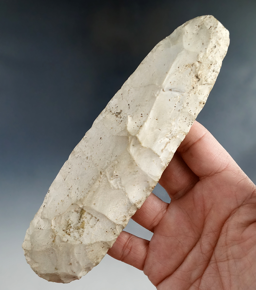 6 5/16" Celt made from Burlington Chert, found in Illinois.  Bennett COA.