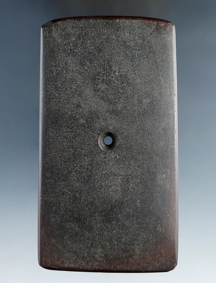 4" Hopewell Rectangular Pendant made from Banded slate, found in Allen Co., Indiana.