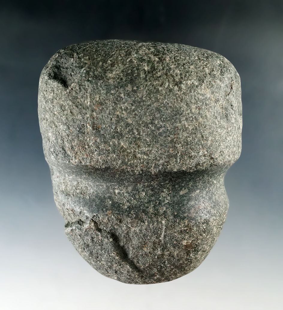 Large 4 3/4" long 7/8 grooved Hardstone maul found in Kansas.