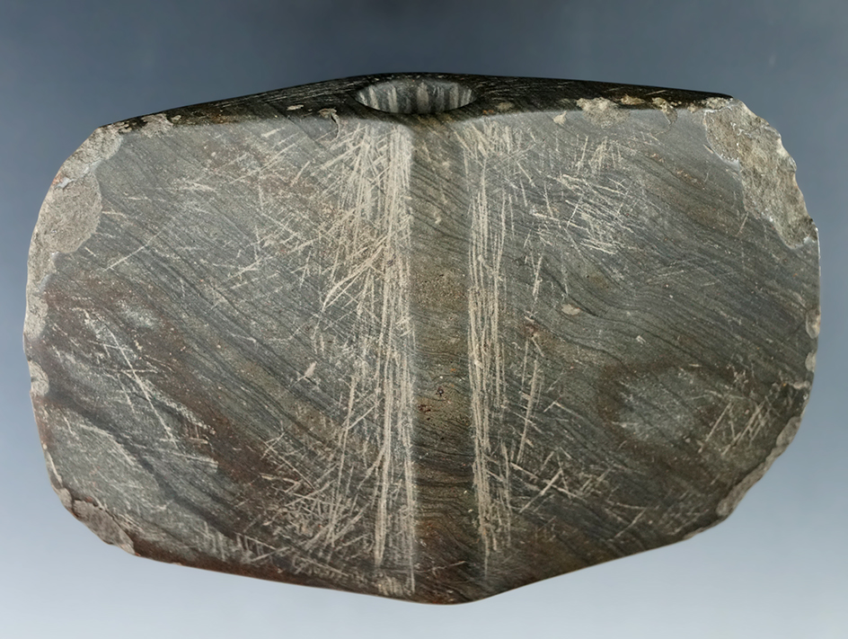 4 1/4" Raised Barrel Bannerstone found in Greene Co., Indiana. E