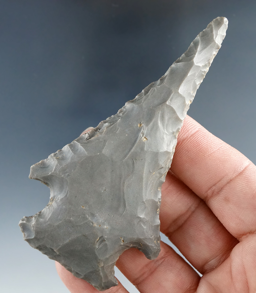 3 5/8" Hopewell Drill - Hornstone found by Ethan Allen prior to 1895 in Greene Co., Indiana.