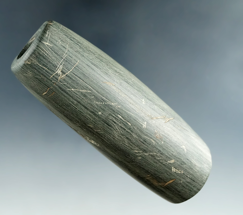 3 1/2" Fluted Tubular Bannerstone - Williams Co., Ohio. Ex. Lynn Bierly. Bennett COA.