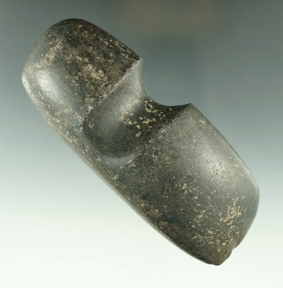 5" long 3/4 grooved highly polished Axe made from Diorite reported as found in Macy, Nebraska.