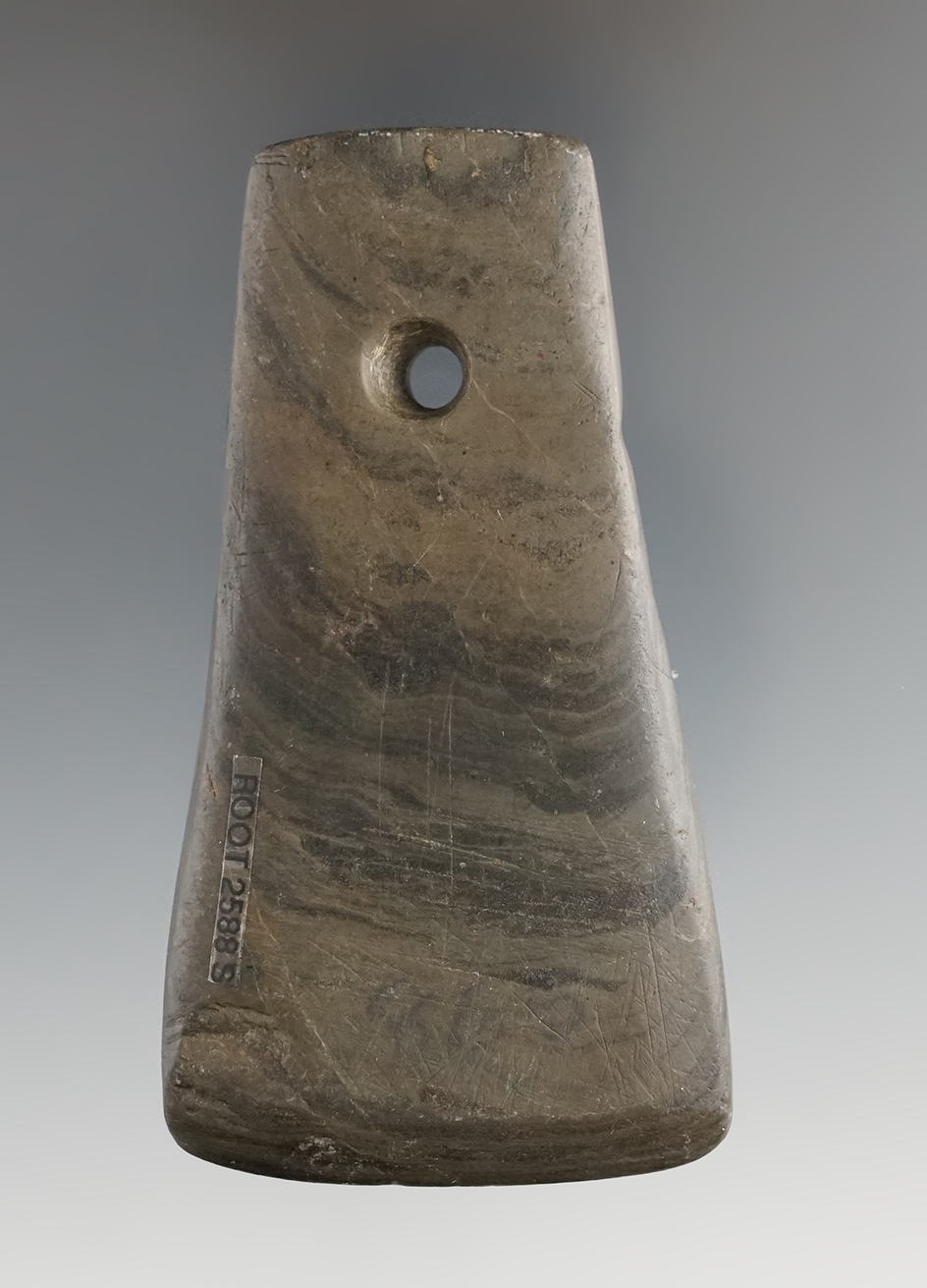 3 5/16" Bell Pendant made from banded slate found in northeast Indiana. Ex. Cameron Parks
