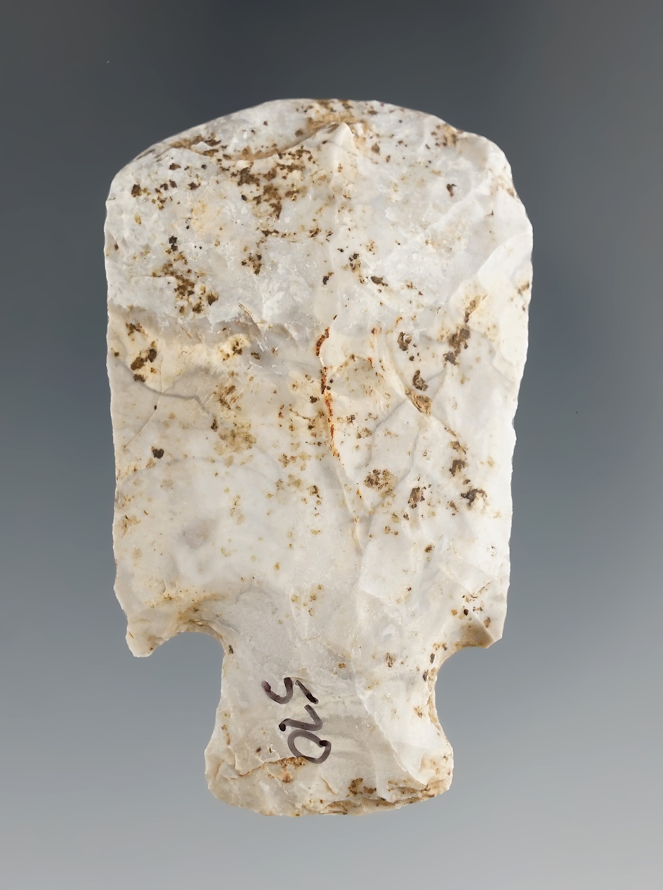 2 5/16" Etley hafted scraper with heavy use polished to bit area found in Missouri.