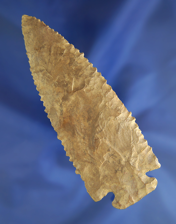 4 1/2" heavily serrated Dover Flint Dovetail with a restored base - Perry Co.,  Indiana. Ex. Gerber
