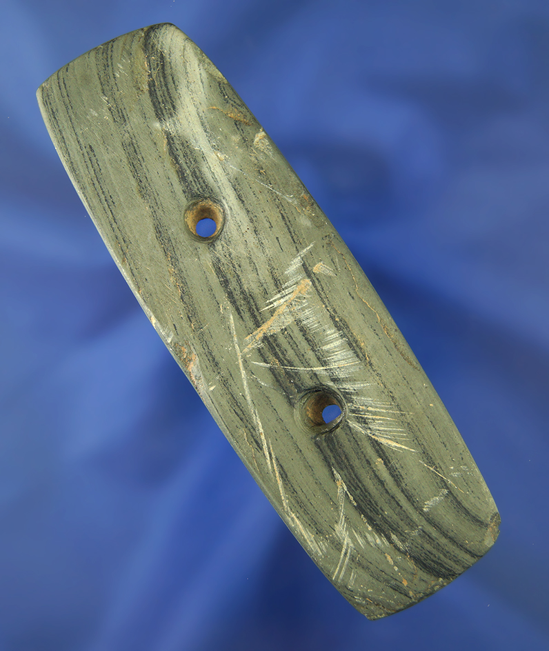 4" Rectangular Gorget found in Crawford Co.,  Ohio made from nicely banded slate.