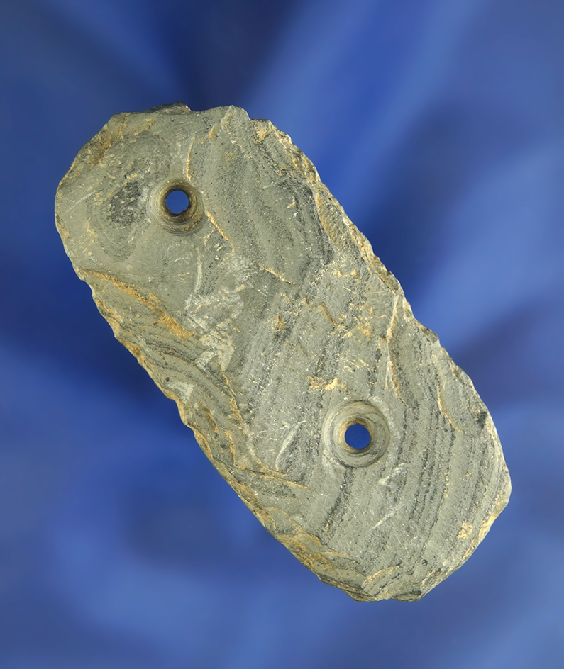 2 5/8" miniature banded slate Gorget found in Ohio.